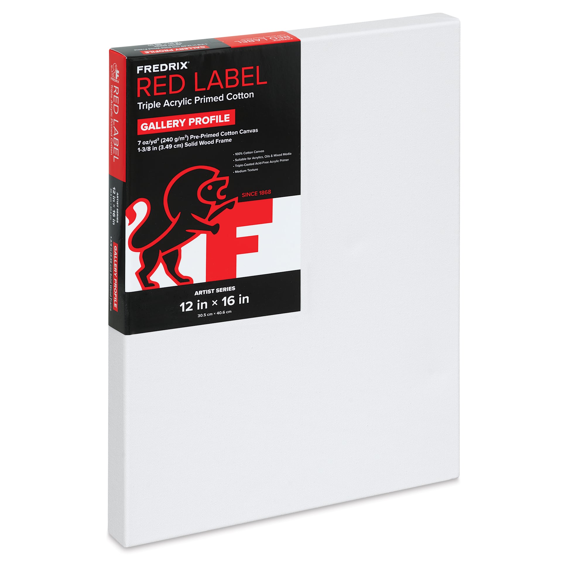Fredrix Red Label Cotton Canvas - 12" x 16", Gallerywrap, packaging