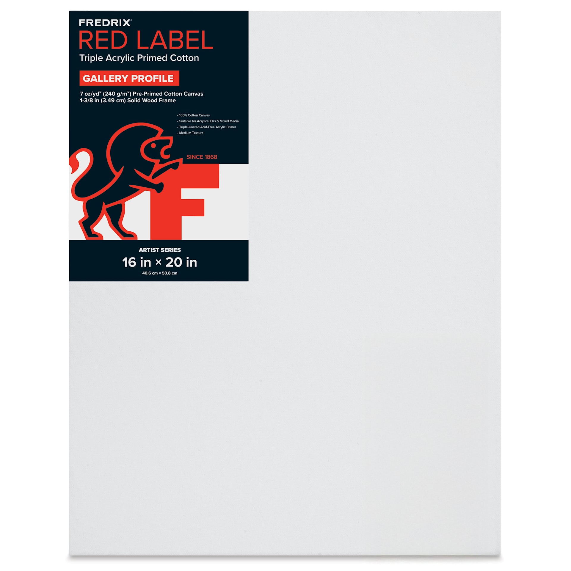 Fredrix Red Label Cotton Canvas - 16" x 20", Gallerywrap