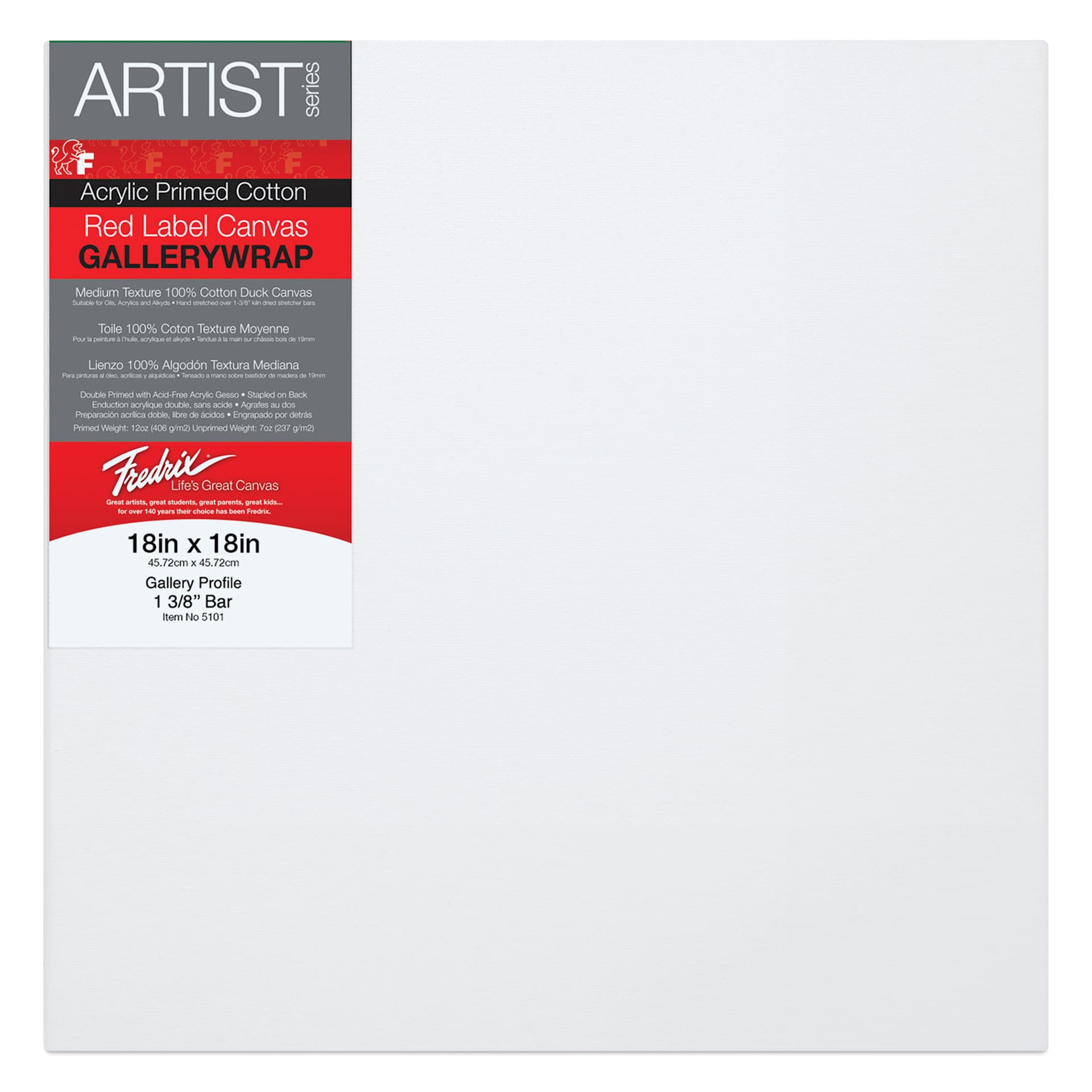 Fredrix Profile Cotton Canvas - 18" x 18", Gallerywrap