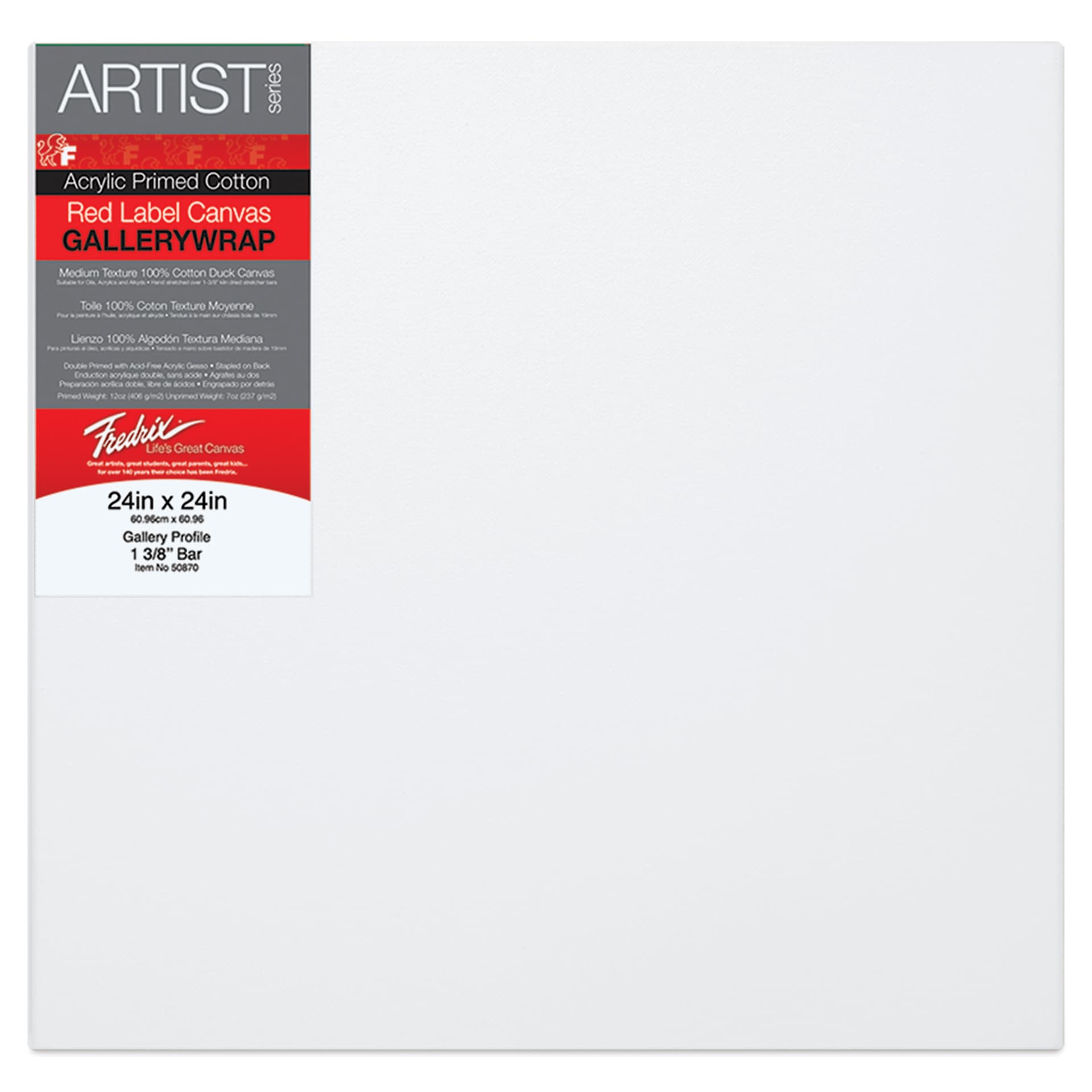 Fredrix Profile Cotton Canvas - 24" x 24", Gallerywrap