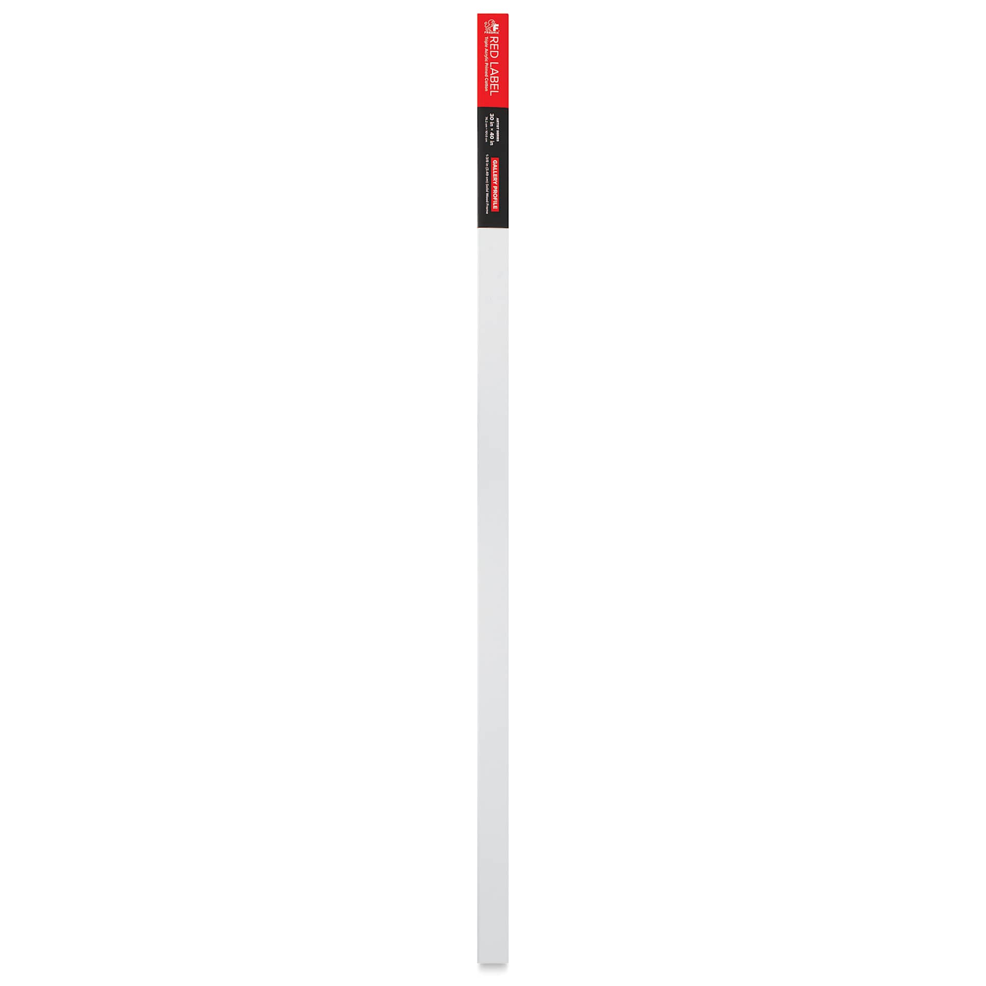 Fredrix Red Label Cotton Canvas - 30" x 40", Gallerywrap, side of packaging