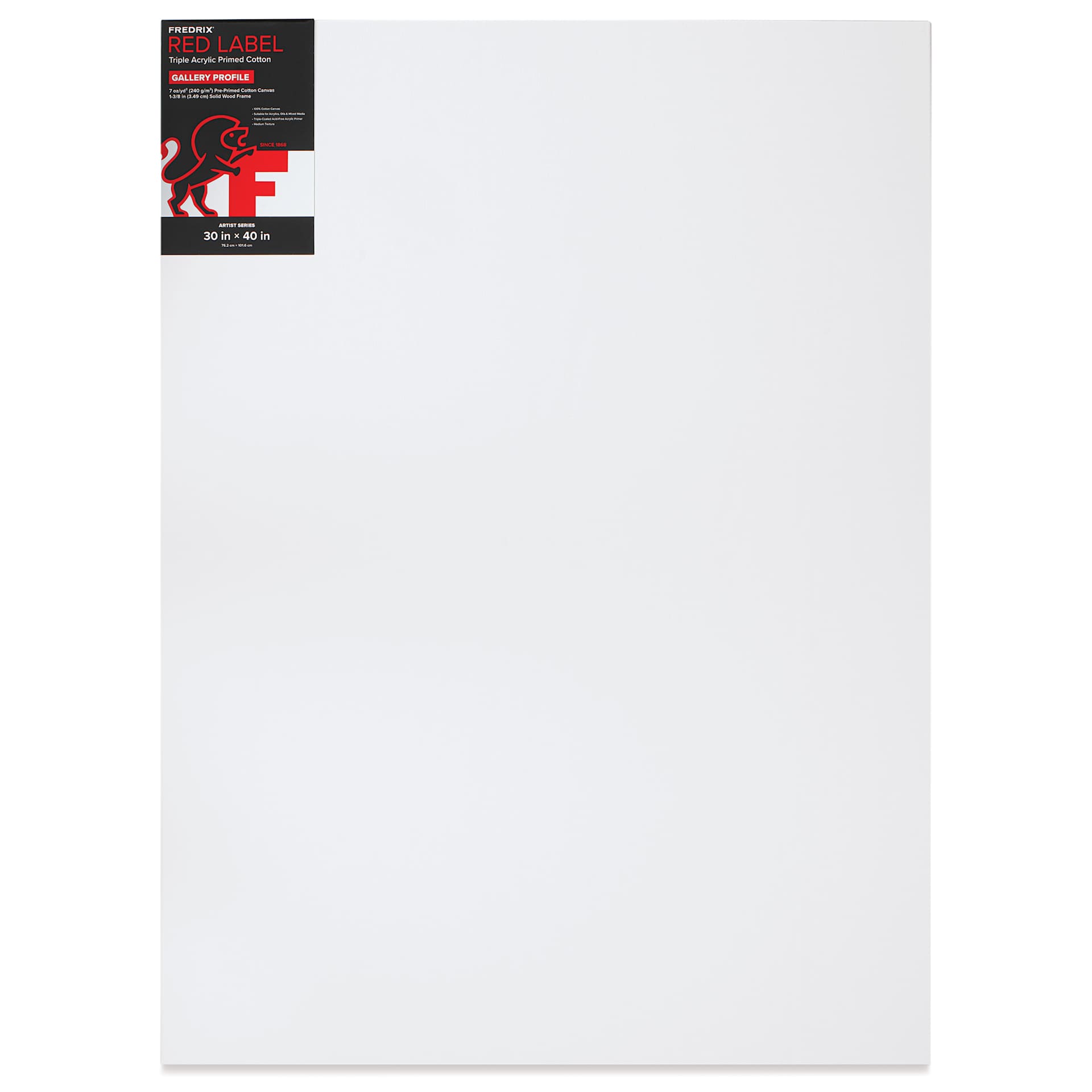 Fredrix Red Label Cotton Canvas - 30" x 40", Gallerywrap, front of packaging