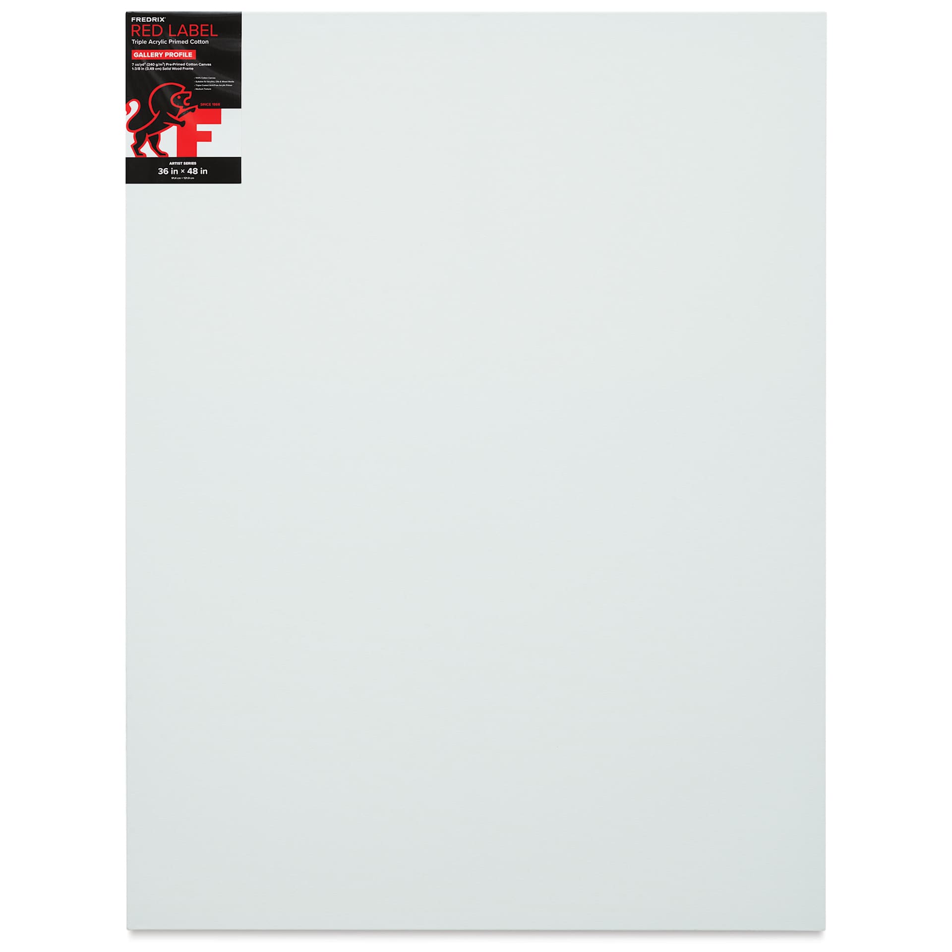 Fredrix Red Label Cotton Canvas - 36" x 48", Gallerywrap, front of packaging