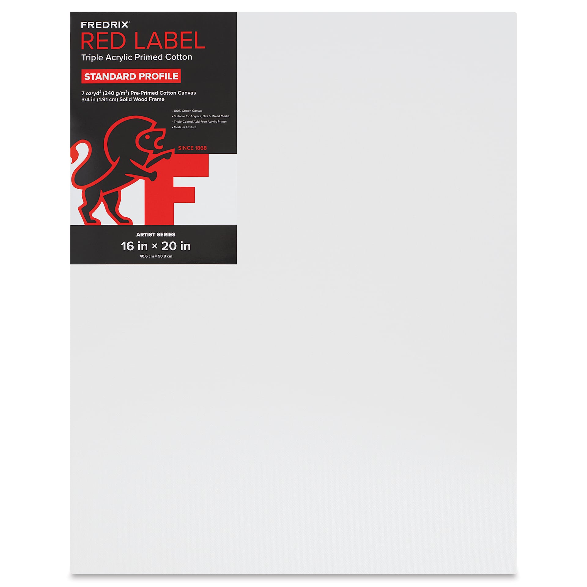 Fredrix Red Label Cotton Canvas - 16" x 20", 3/4" Profile