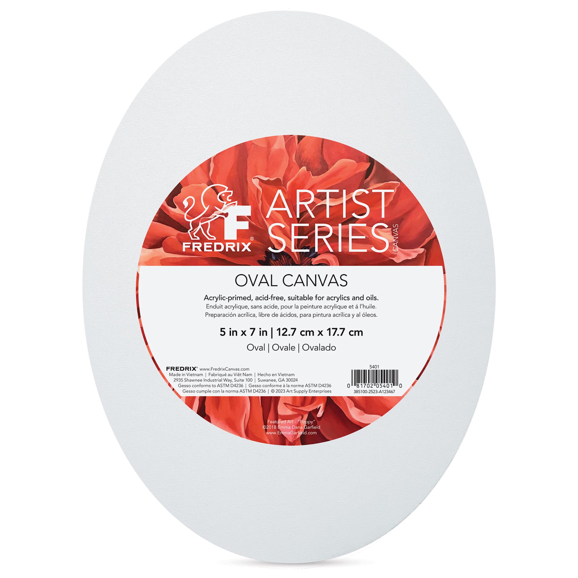 Fredrix Profile Cotton Canvas - 5" x 7", Oval