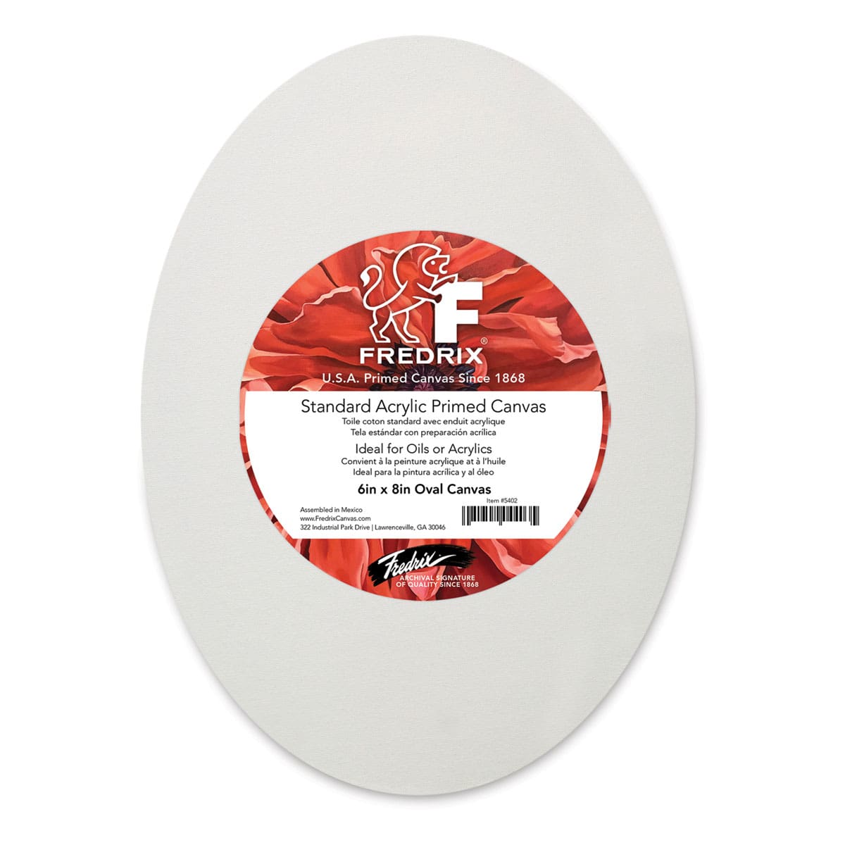Fredrix Profile Cotton Canvas - 6" x 8", Oval