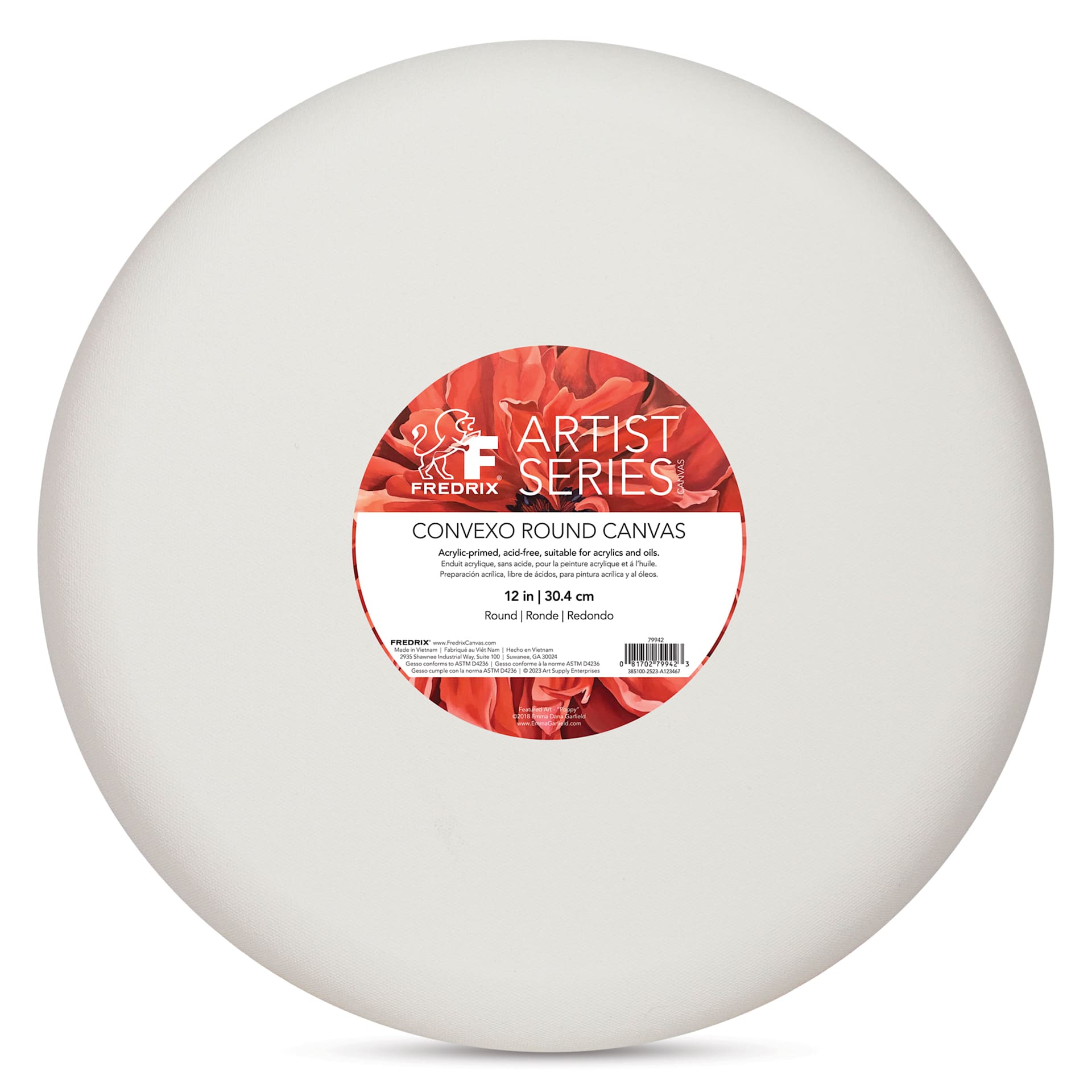 Fredrix Convexo Canvas - 12", Round, front of canvas