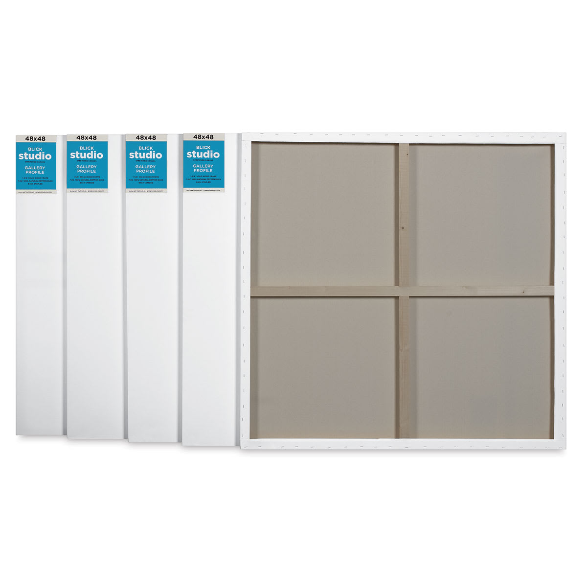 Blick Studio Stretched Cotton Canvas - Gallery Profile, 48" x 48", Pkg of 5 (four fronts, one back)