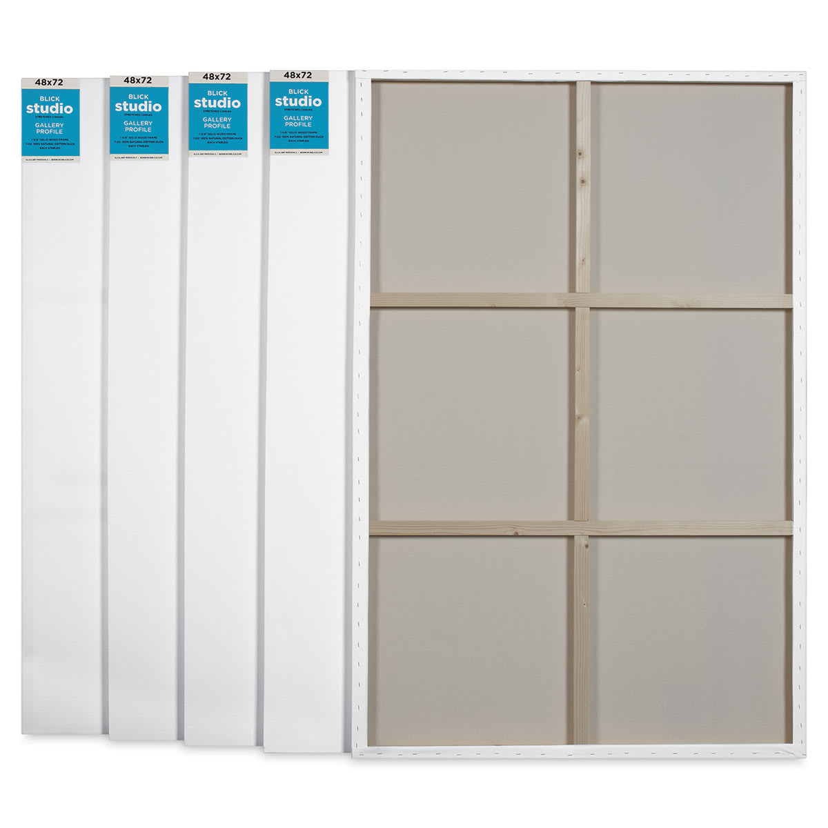 Blick Studio Stretched Cotton Canvas - Gallery Profile, 48" x 72", Pkg of 5 (four fronts, one back)