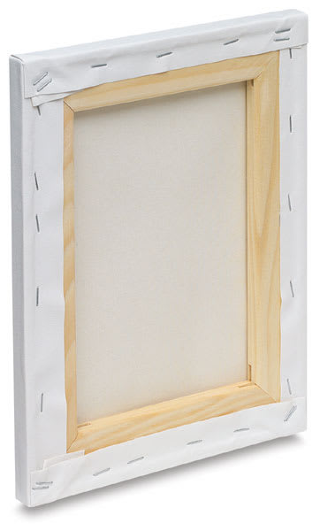 Fredrix Archival Stretched Watercolor Cotton Canvas - Back of canvas showing staples and bars