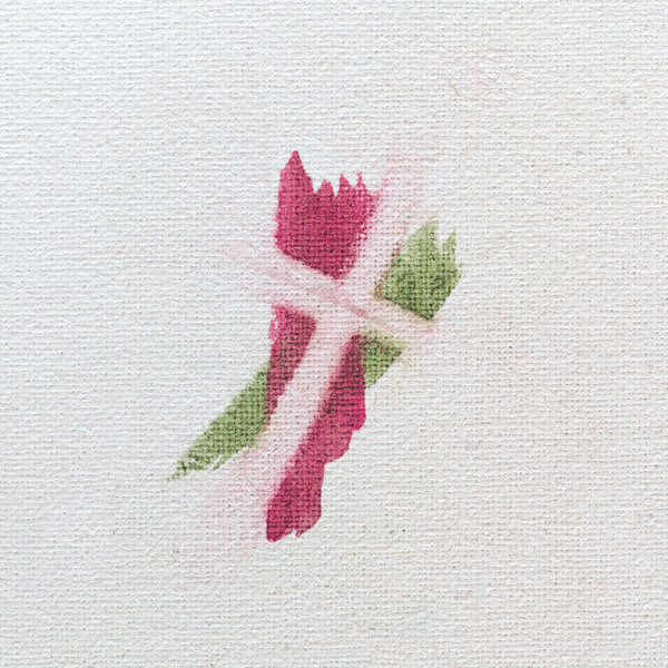 Watercolor Cotton Canvas - Front of canvas with green and red watercolor paints 