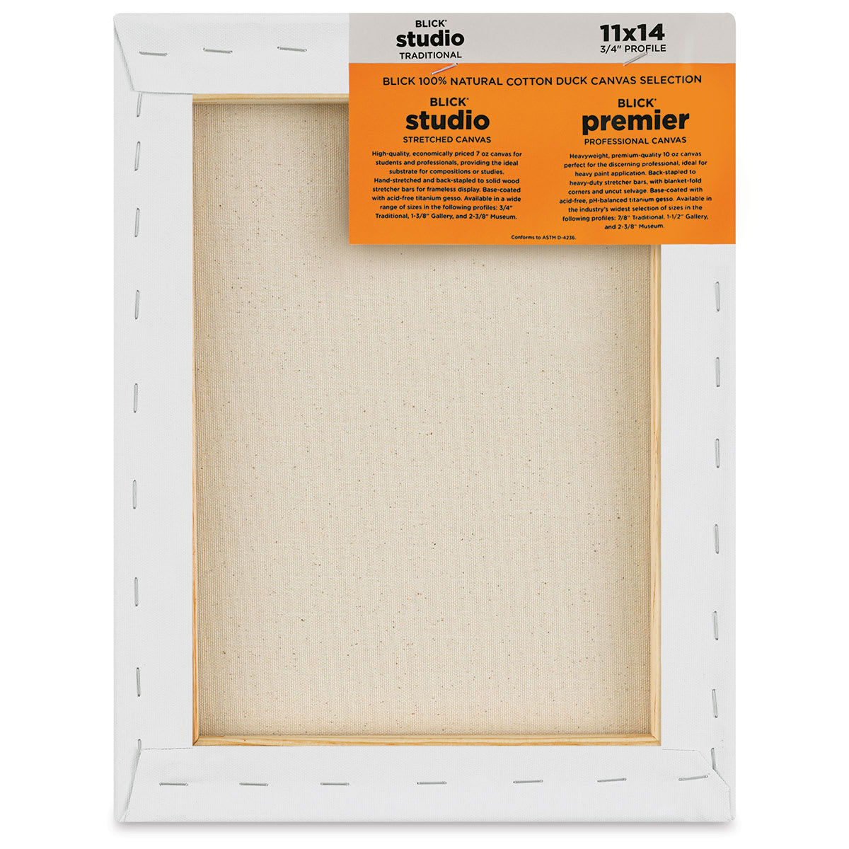 Blick Studio Stretched Cotton Canvas - Traditional Profile, 11" x 14" (back)