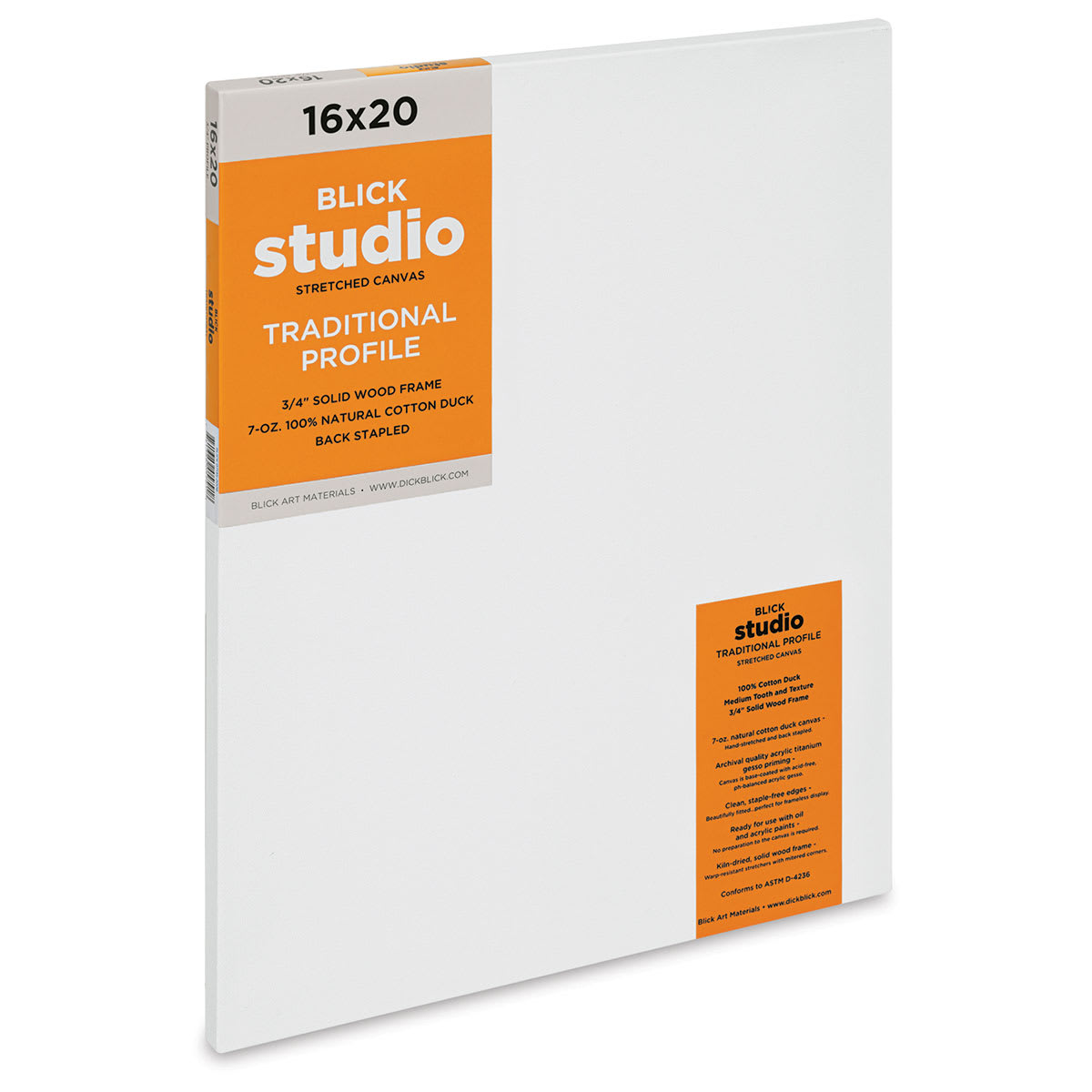Blick Studio Stretched Cotton Canvas - Traditional Profile, 16" x 20" (side view)