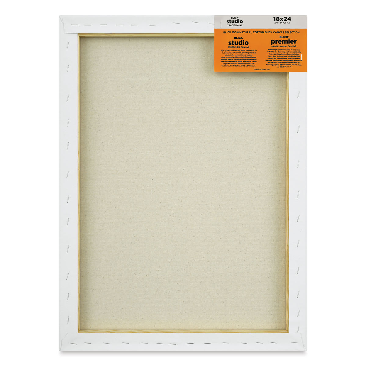 Blick Studio Stretched Cotton Canvas - Traditional Profile, 18" x 24" (back)