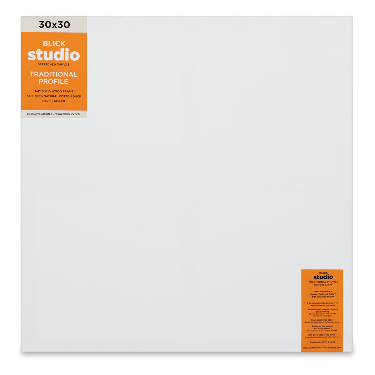 Blick Studio Stretched Cotton Canvas - Traditional Profile, 30" x 30" (front)