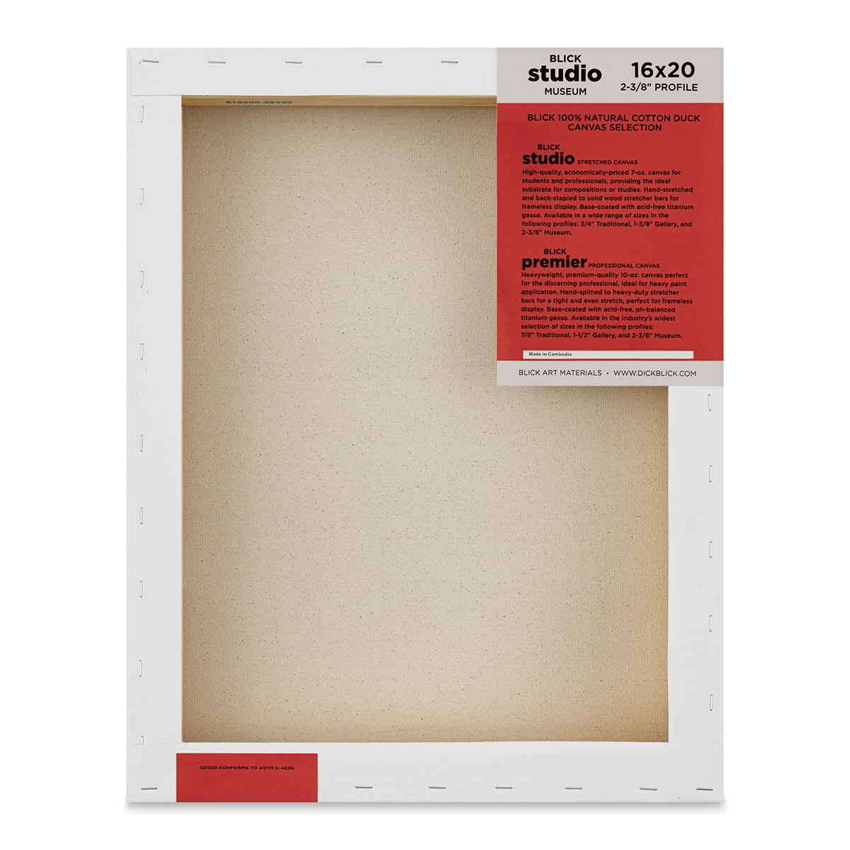 Blick Studio Stretched Cotton Canvas - Museum Profile, 16" x 20" back