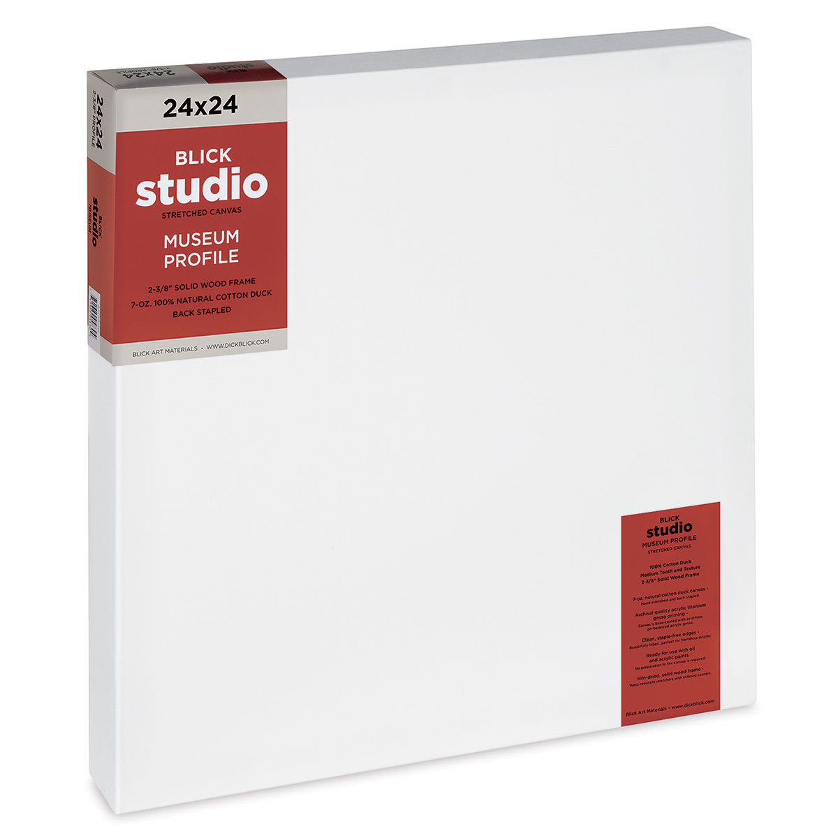 Blick Studio Stretched Cotton Canvas - Museum Profile, 24" x 24" (side view)