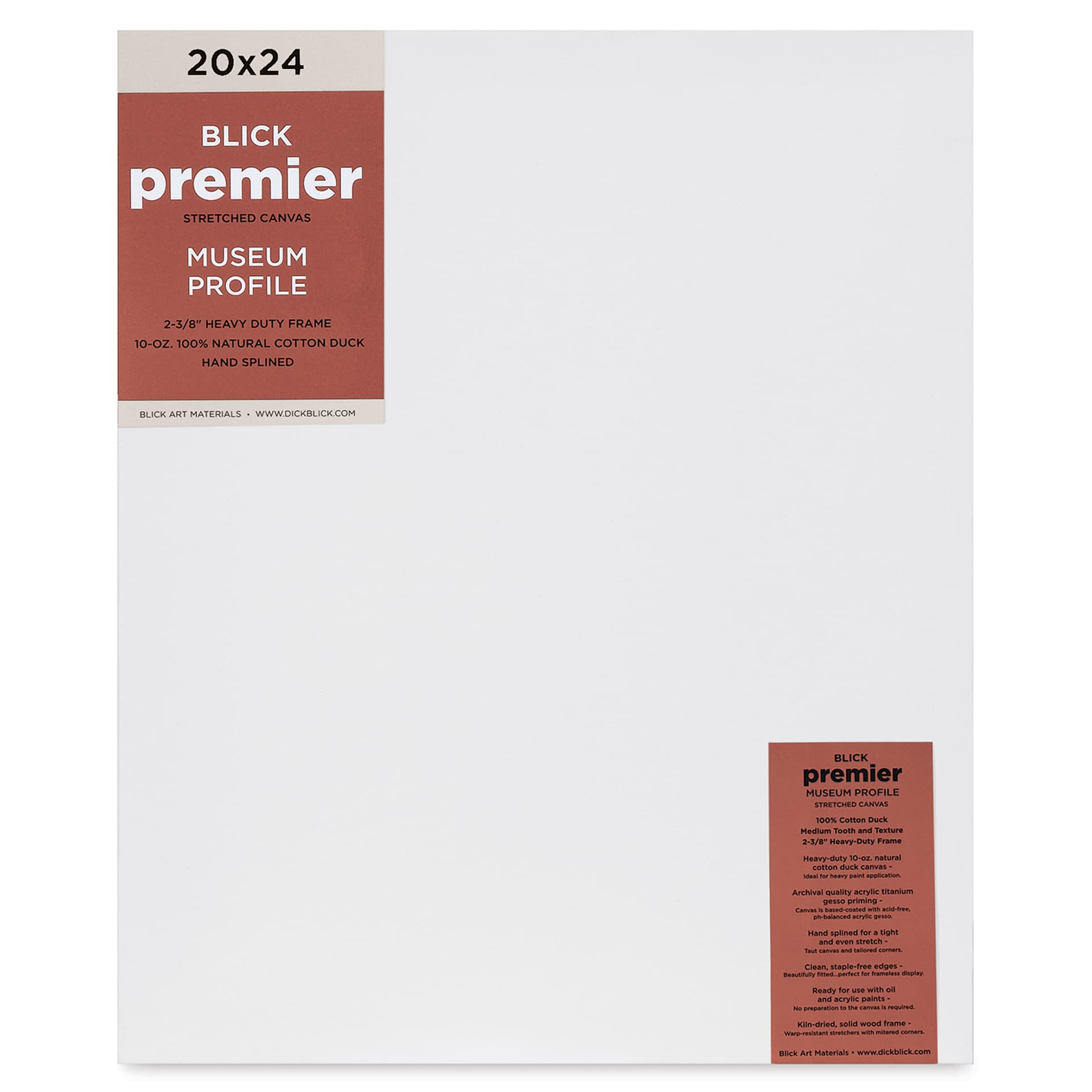 Blick Premier Stretched Cotton Canvas - Museum Profile, Splined, 20" x 24", front
