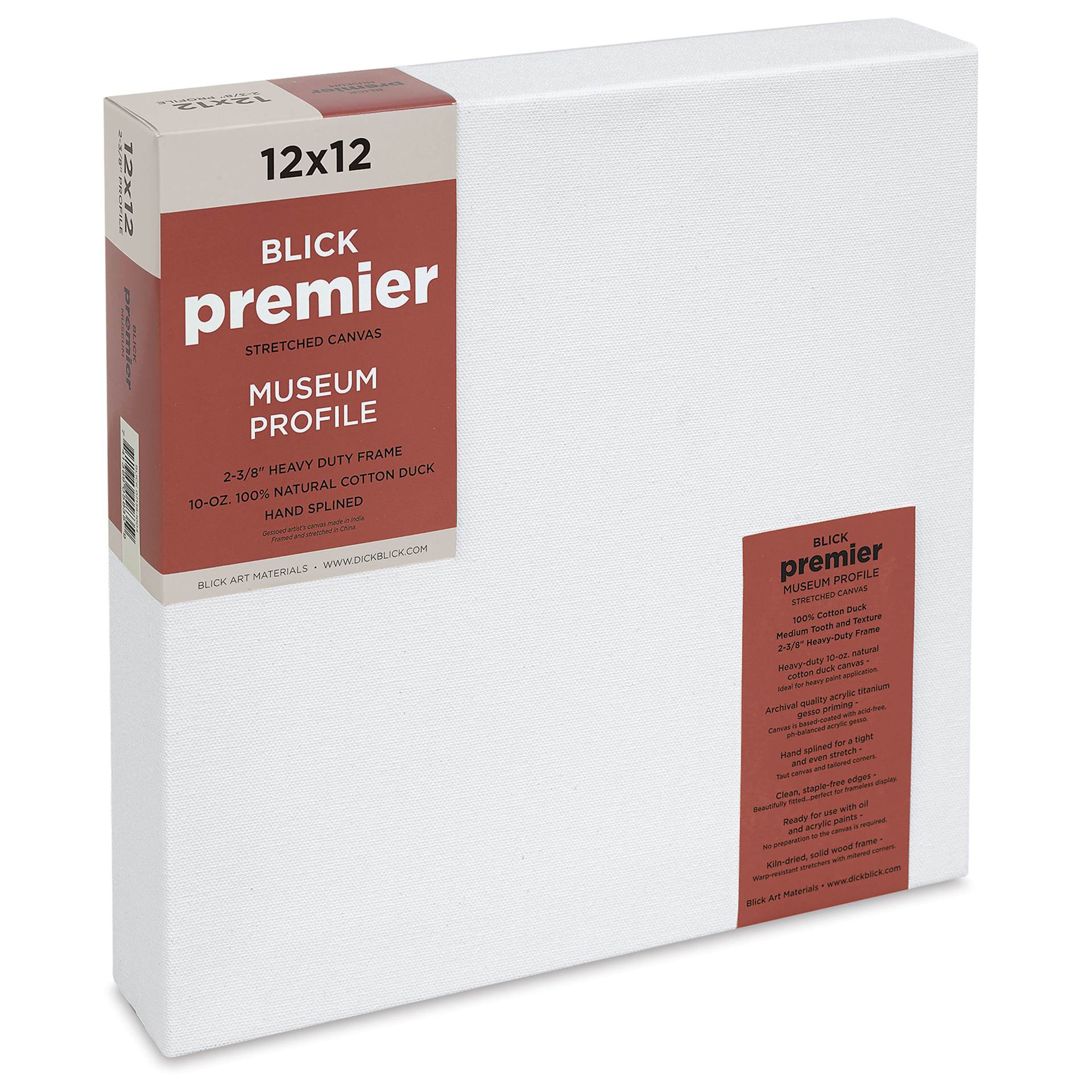 Blick Premier Stretched Cotton Canvas - Museum Profile, Splined, 12" x 12"