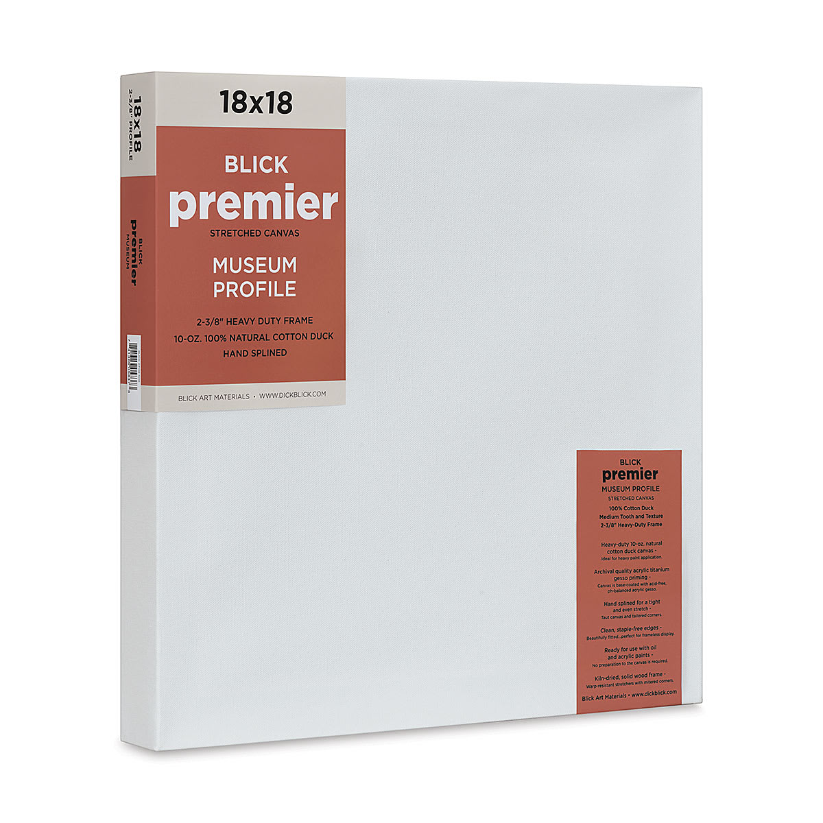 Blick Premier Stretched Cotton Canvas - Museum Profile, Splined, 18" x 18" (side view)