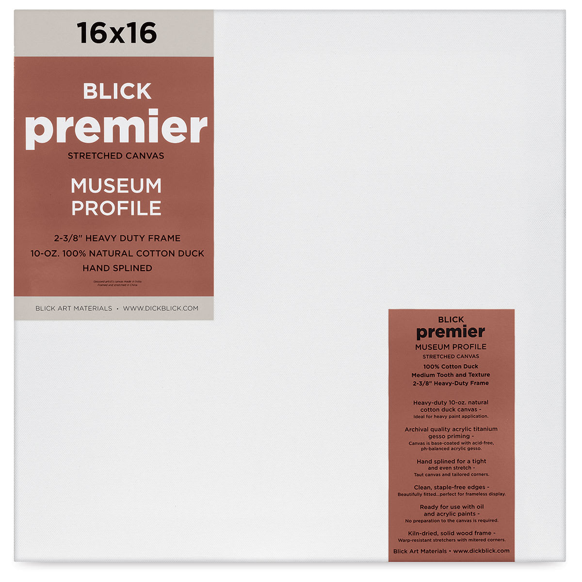 Blick Premier Stretched Cotton Canvas - Museum Profile, Splined, 16" x 16" (front)