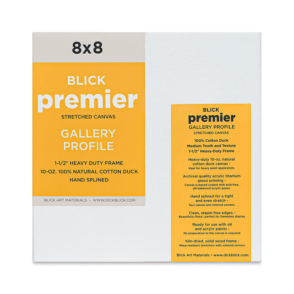 Blick Premier Stretched Cotton Canvas - Gallery Profile, Splined, 8" x 8" (front)