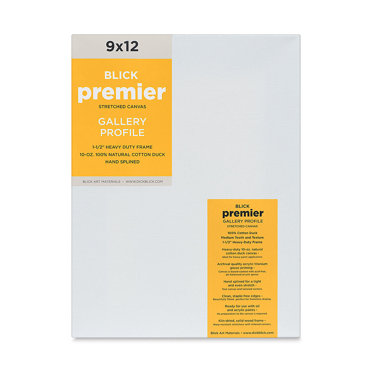 Blick Premier Stretched Cotton Canvas - Gallery Profile, Splined, 9" x 12" (front)