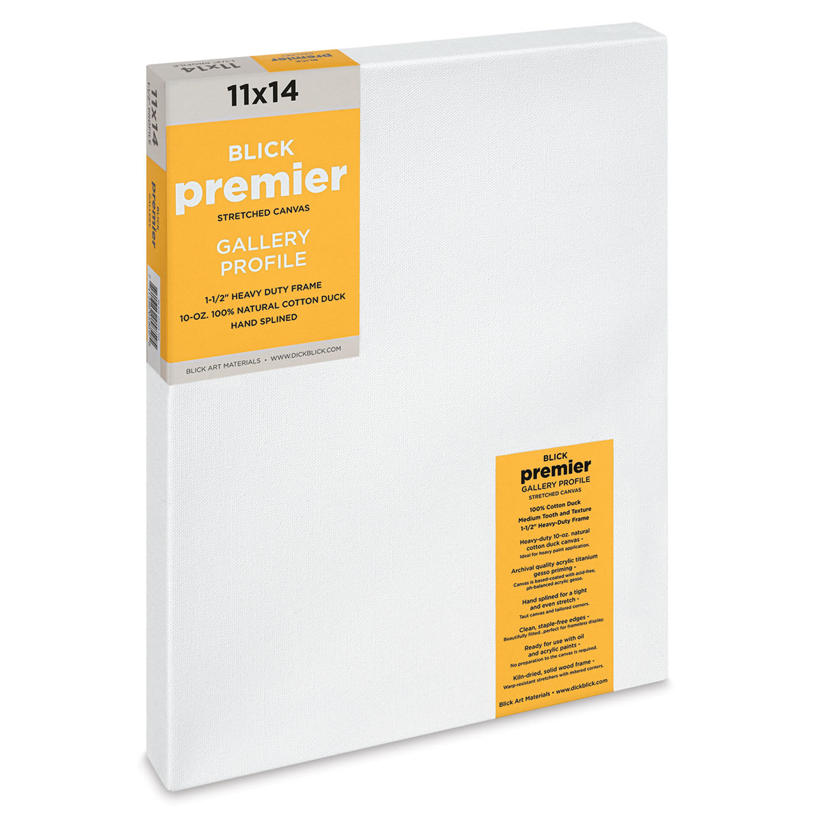 Blick Premier Stretched Cotton Canvas - Gallery Profile, Splined, 11" x 14" (side view)