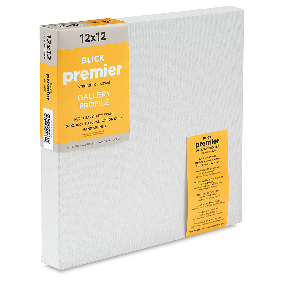 Blick Premier Stretched Cotton Canvas - Gallery Profile, 12" x 12" (side-view)