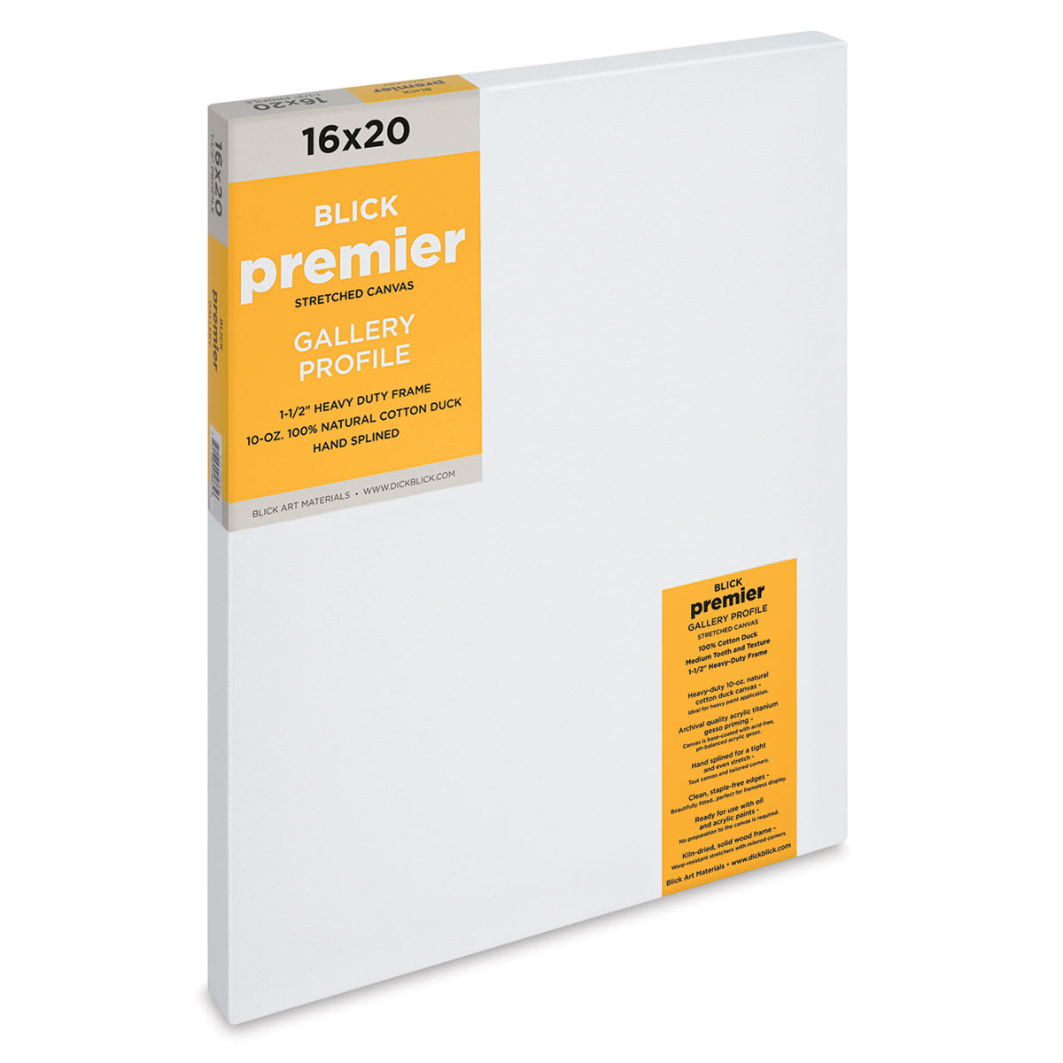 Blick Premier Stretched Cotton Canvas - Gallery Profile, Splined, 16" x 20" (side view)