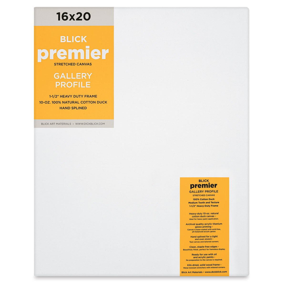 Blick Premier Stretched Cotton Canvas - Gallery Profile, Splined, 16" x 20" (front)