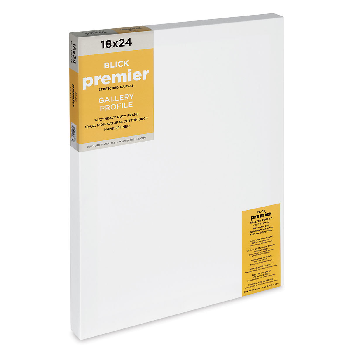 Blick Premier Stretched Cotton Canvas - Gallery Profile, Splined, 18" x 24" (side view)