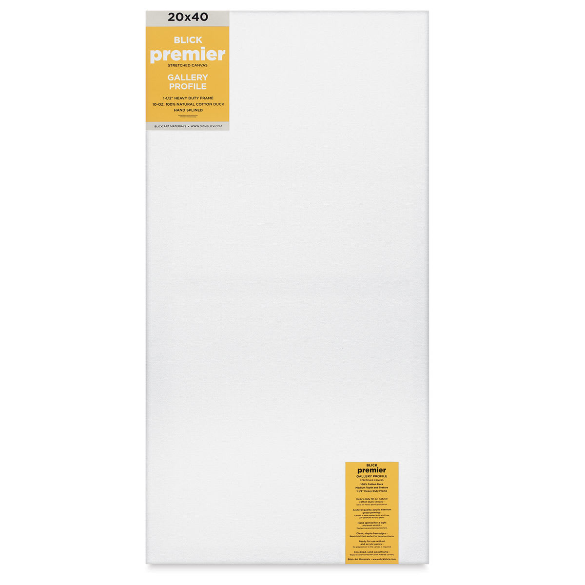 Blick Premier Stretched Cotton Canvas - Gallery Profile, Splined, 20" x 40" (front)