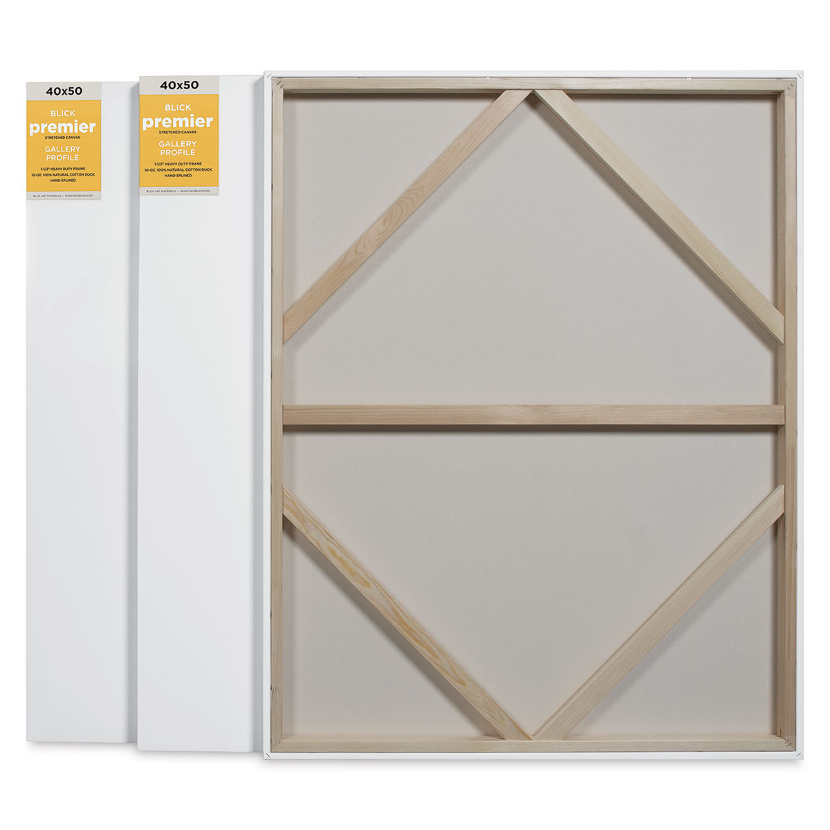 Blick Premier Stretched Cotton Canvas - Gallery Profile, Splined, 40" x 50", Pkg of 3 (two fronts and one back) Blick Premier Stretched Cotton Canvas - Gallery Profile, Splined, 40" x 50", Pkg of 3 (two fronts and one back)
