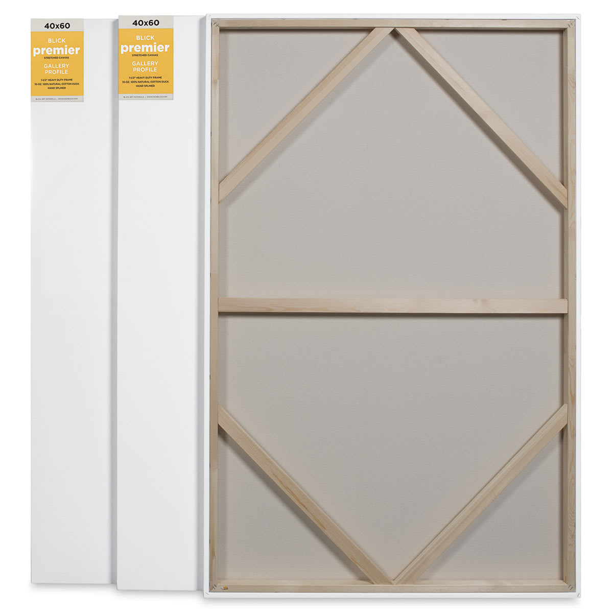 Blick Premier Stretched Cotton Canvas - Gallery Profile, Splined, 40" x 60", Pkg of 3 (two fronts, one back)
