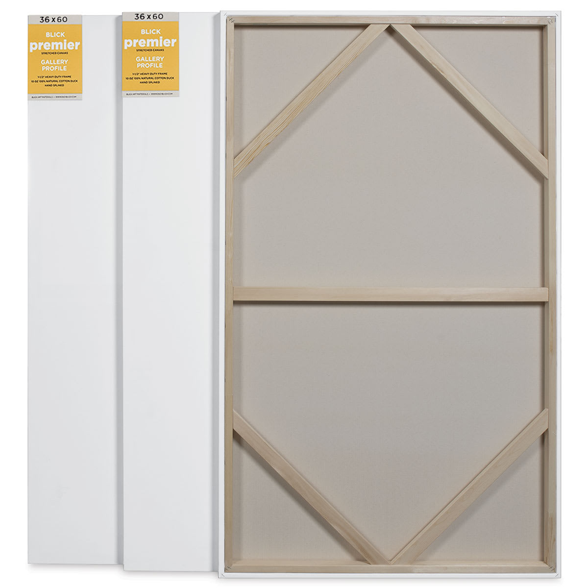 Blick Premier Stretched Cotton Canvas - Gallery Profile, Splined, 36" x 60", Pkg of 3 (2 fronts and 1 back)