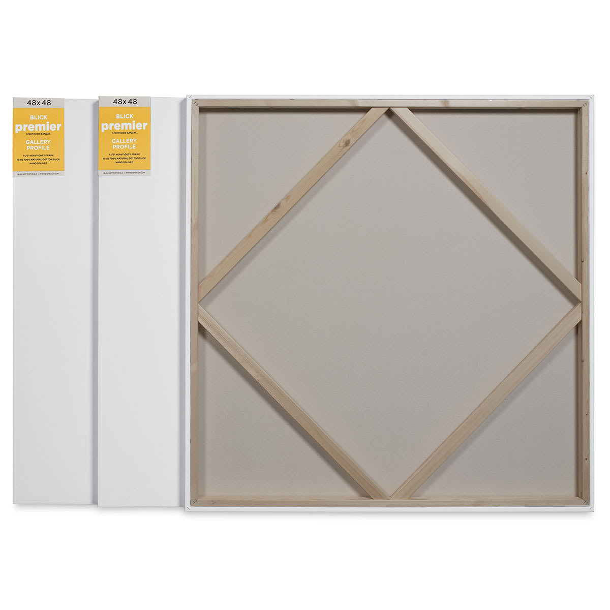 Blick Premier Stretched Cotton Canvas - Gallery Profile, Splined, 48" x 48", Pkg of 3 (two fronts, one back)