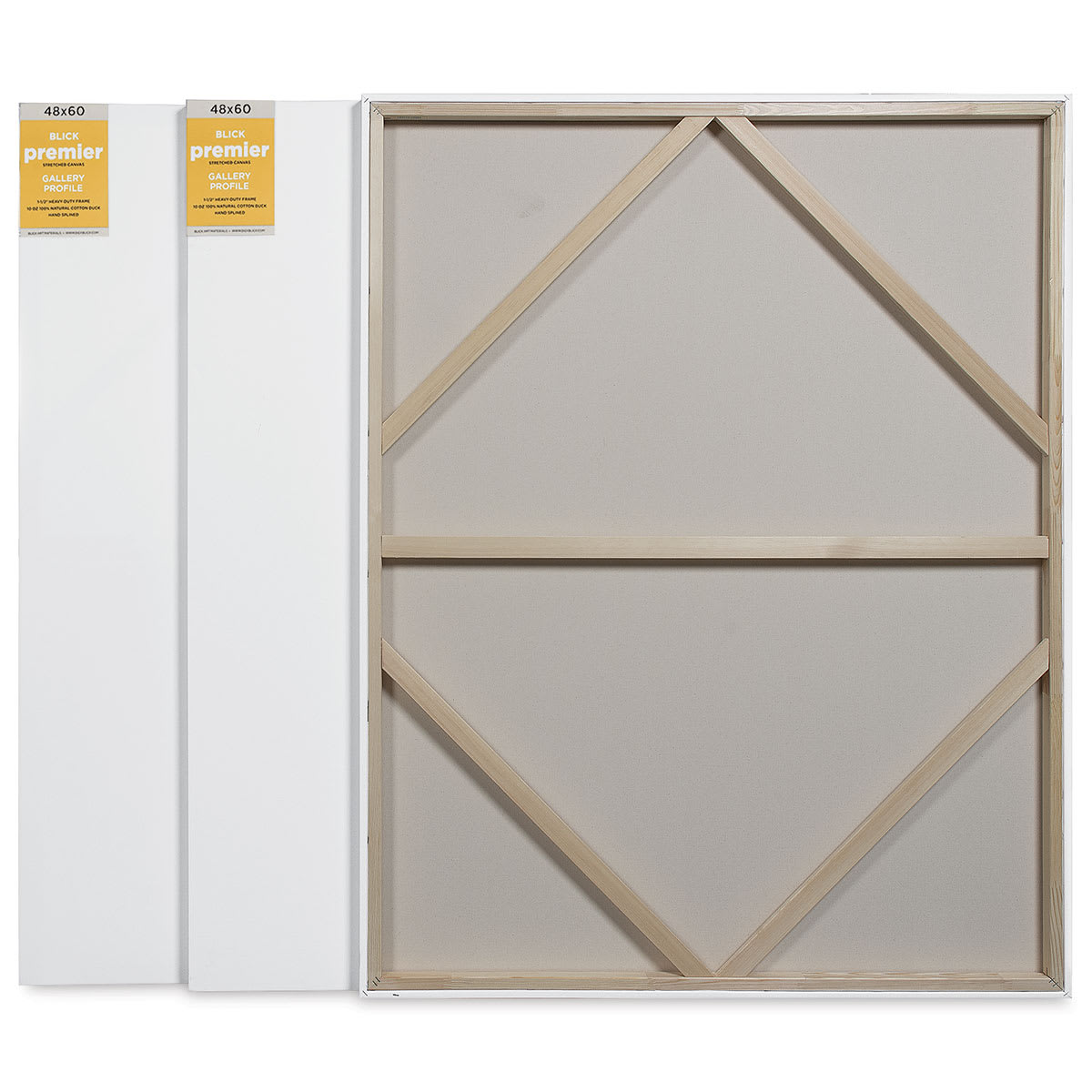 Blick Premier Stretched Cotton Canvas - Gallery Profile, Splined, 48" x 60", Pkg of 3 (two fronts, one back)