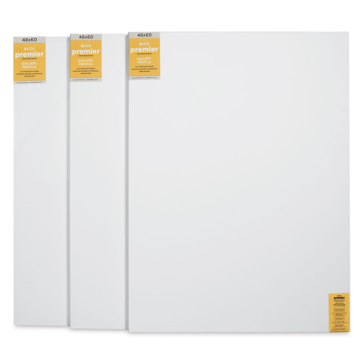 Blick Premier Stretched Cotton Canvas - Gallery Profile, Splined, 48" x 60", Pkg of 3 (three fronts)