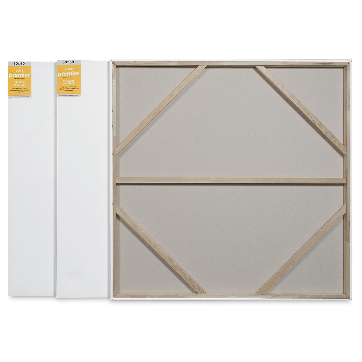 Blick Premier Stretched Cotton Canvas - Gallery Profile, Splined, 60" x 60", Pkg of 3 (two fronts, one back)