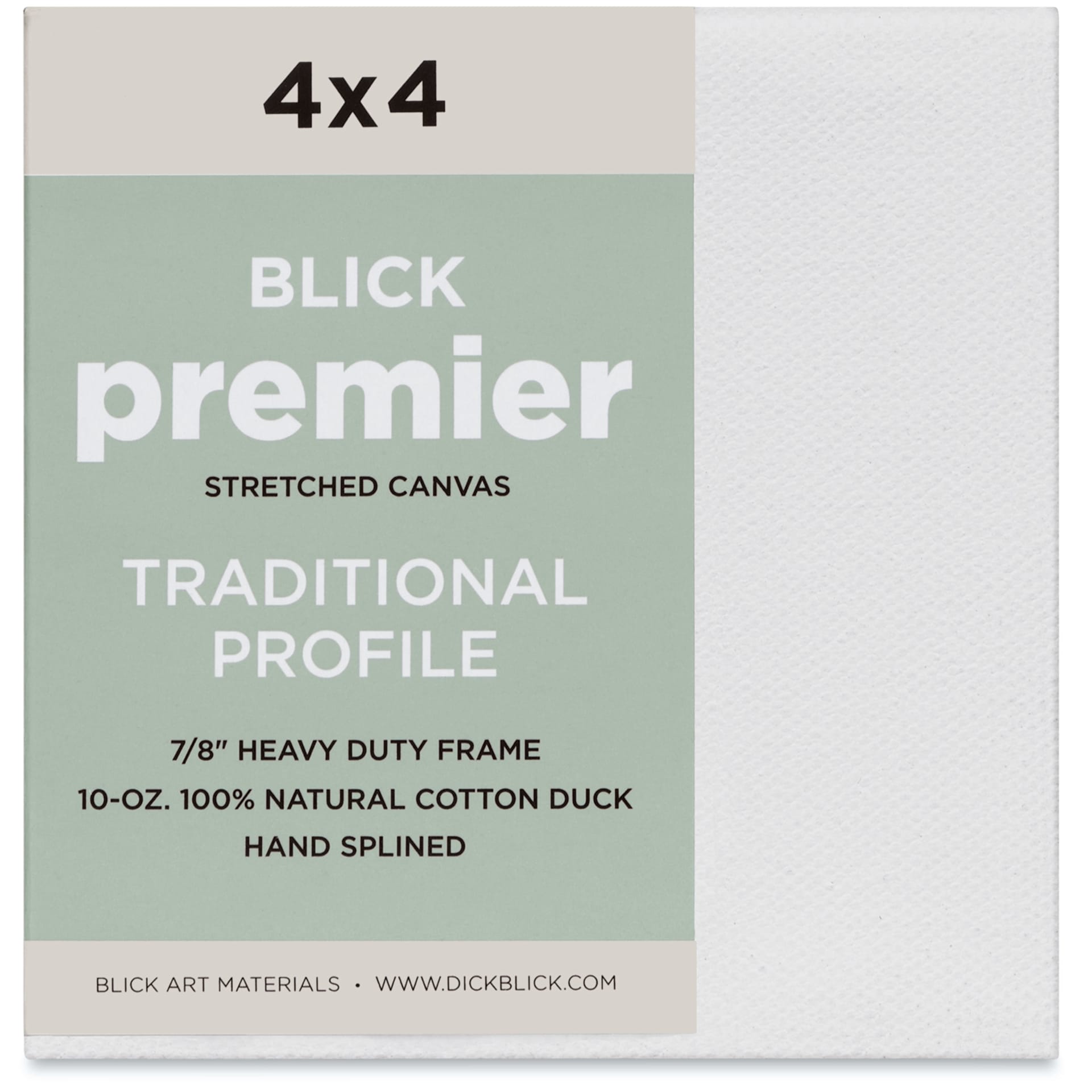 Blick Premier Stretched Cotton Canvas - Traditional Profile, Splined, 4" x 4", front