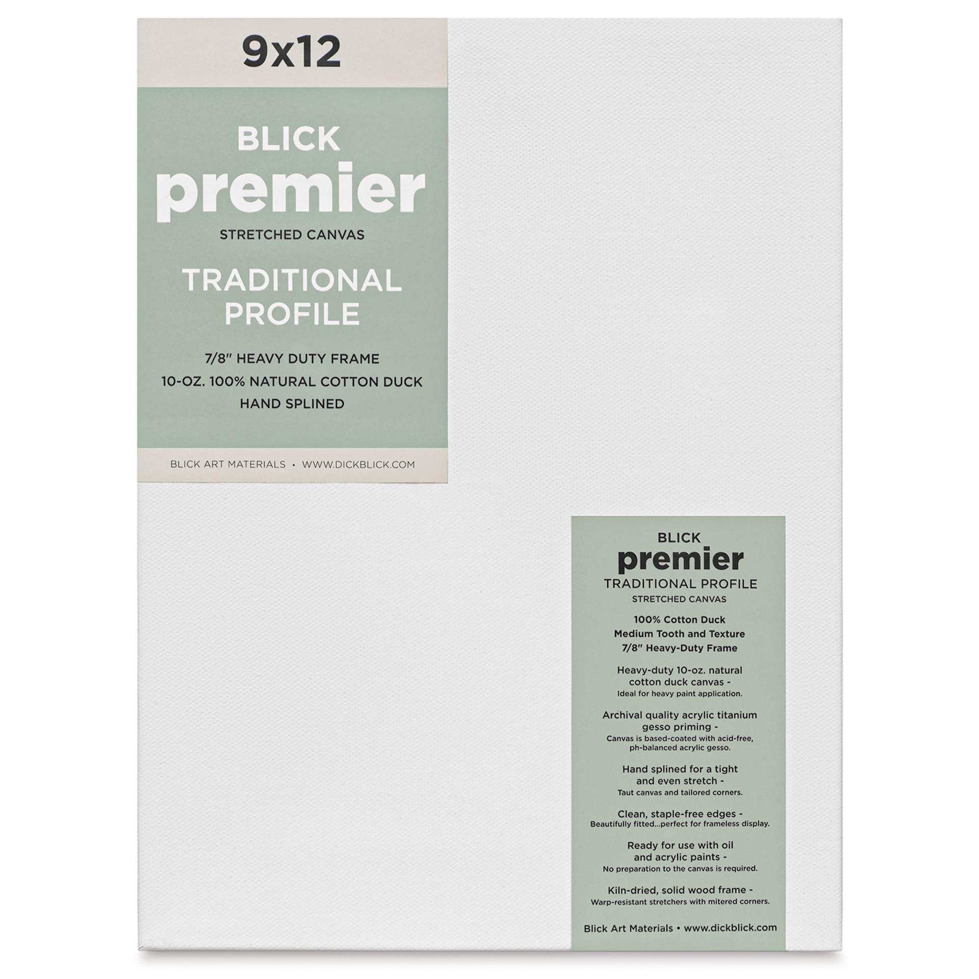 Blick Premier Stretched Cotton Canvas - Traditional Profile, Splined, 9" x 12", front