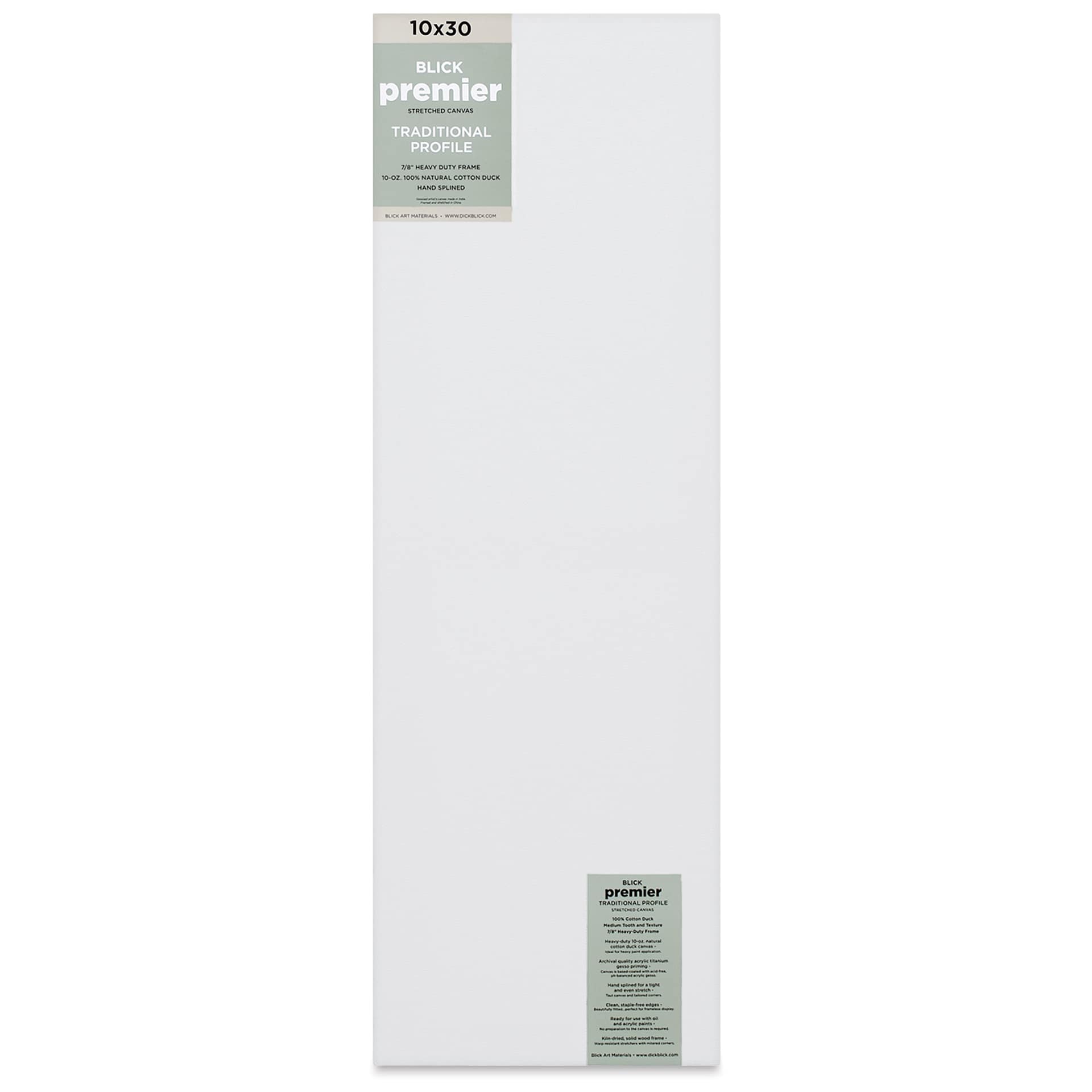 Blick Premier Stretched Cotton Canvas - Traditional Profile, Splined, 10" x 30", front