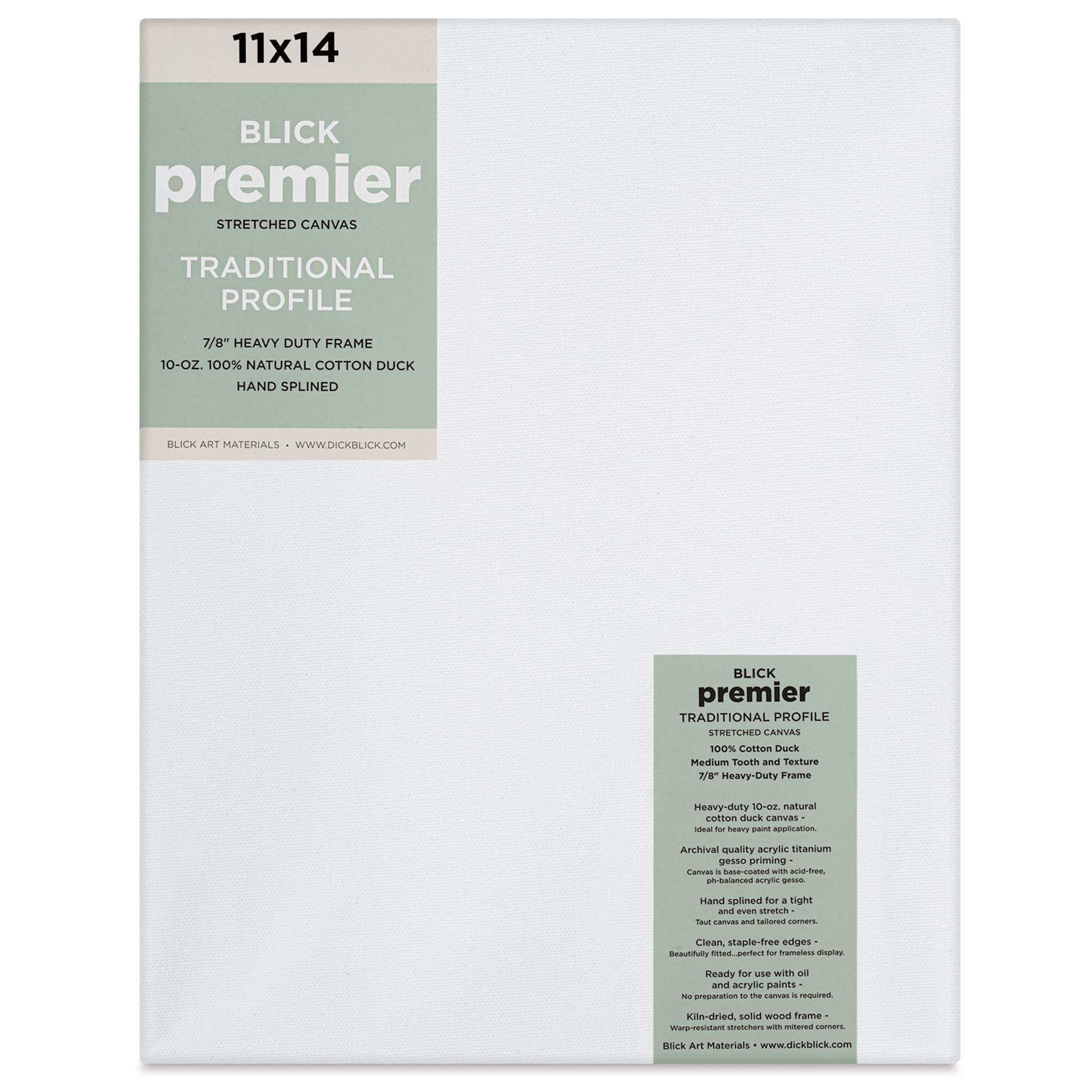 Blick Premier Stretched Cotton Canvas - Traditional Profile, Splined, 11" x 14", front Blick Premier Stretched Cotton Canvas - Traditional Profile, Splined, 11" x 14", front