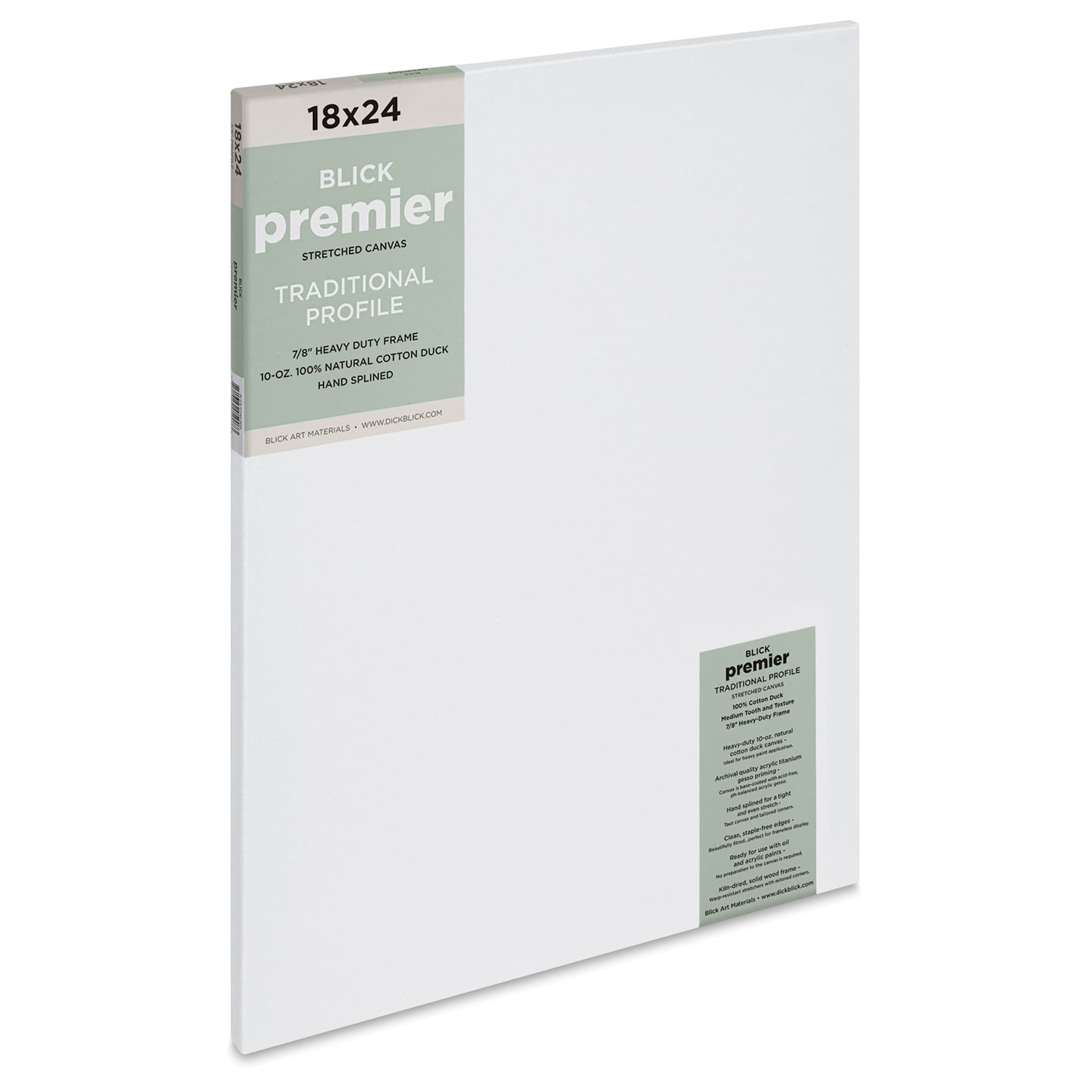 Blick Premier Stretched Cotton Canvas - Traditional Profile, Splined, 18" x 24"