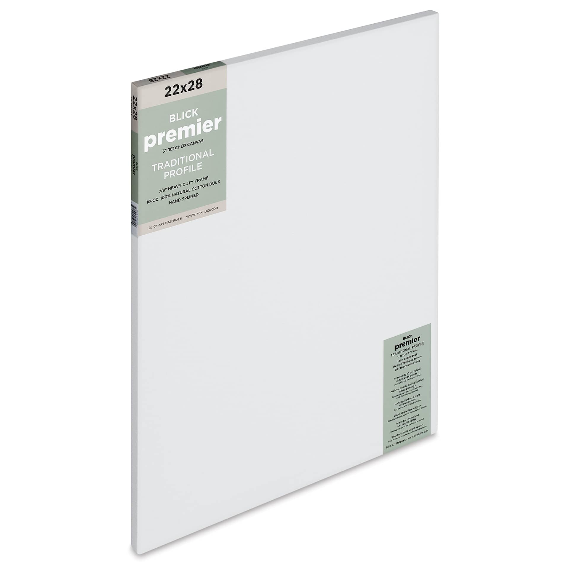 Blick Premier Stretched Cotton Canvas - Traditional Profile, Splined, 22" x 28"