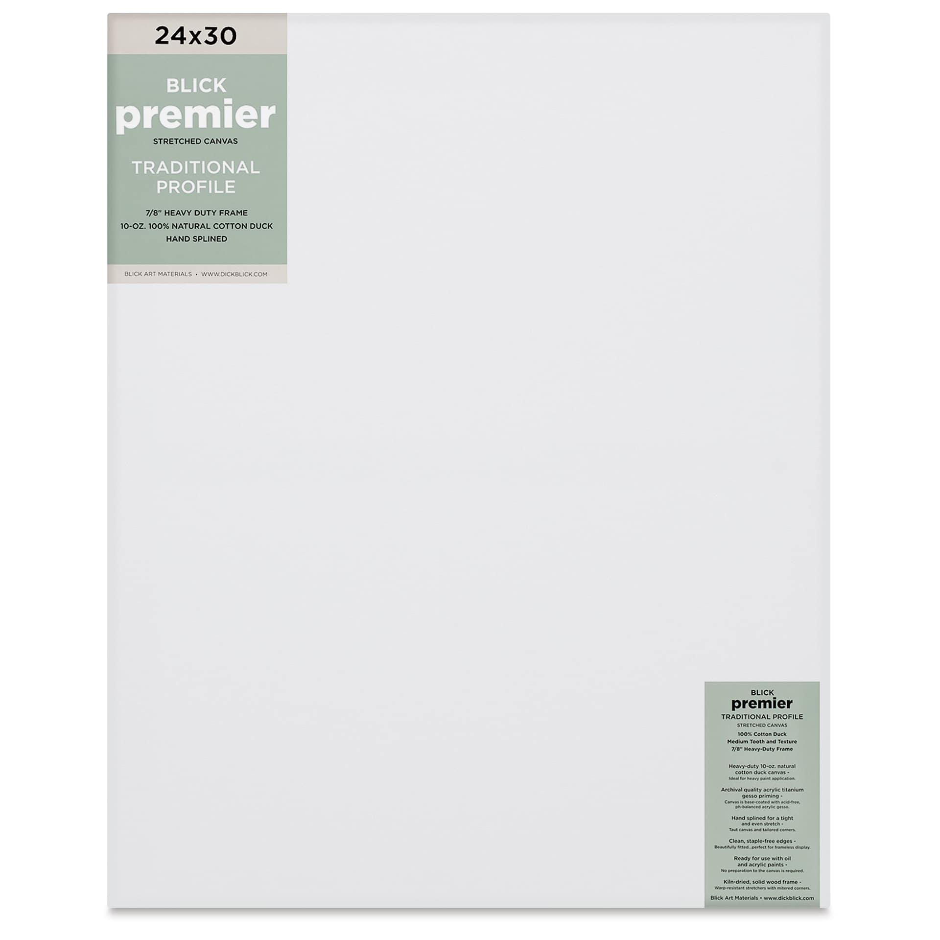 Blick Premier Stretched Cotton Canvas - Traditional Profile, Splined, 24" x 30", front