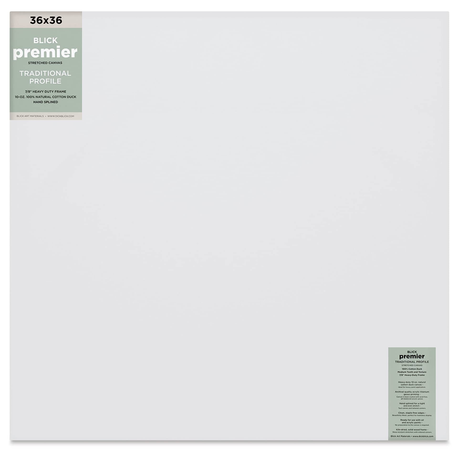 Blick Premier Stretched Cotton Canvas - Traditional Profile, Splined, 36" x 36", front