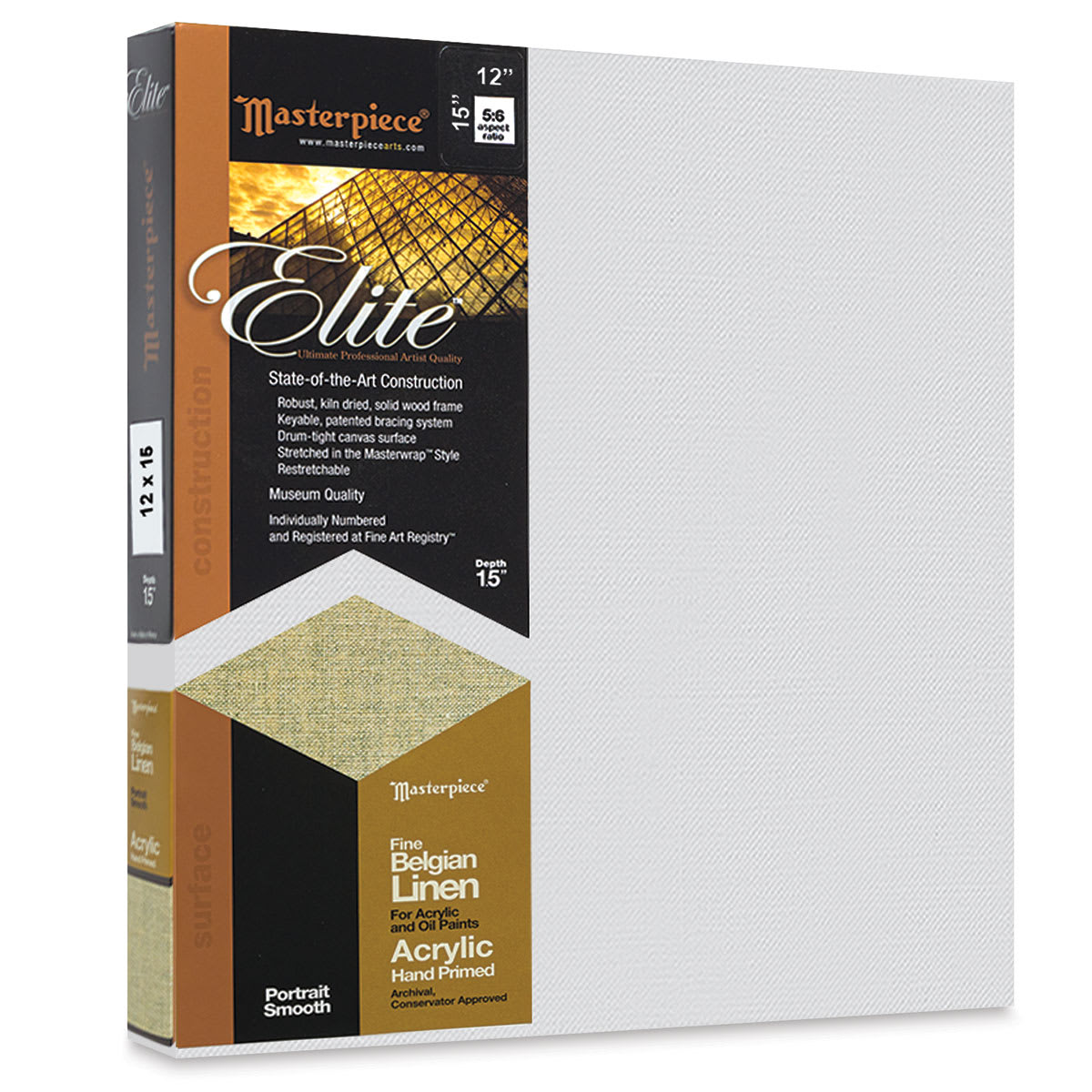 Masterpiece Elite Portrait Smooth Canvas - 12" x 15", Acrylic Primed