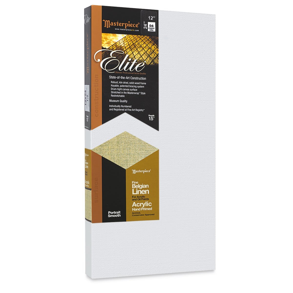 Masterpiece Elite Portrait Smooth Canvas - 12" x 24", Acrylic Primed
